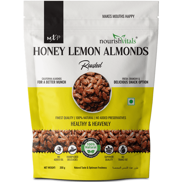 NourishVitals Honey Lemon Roasted Almonds, 200g