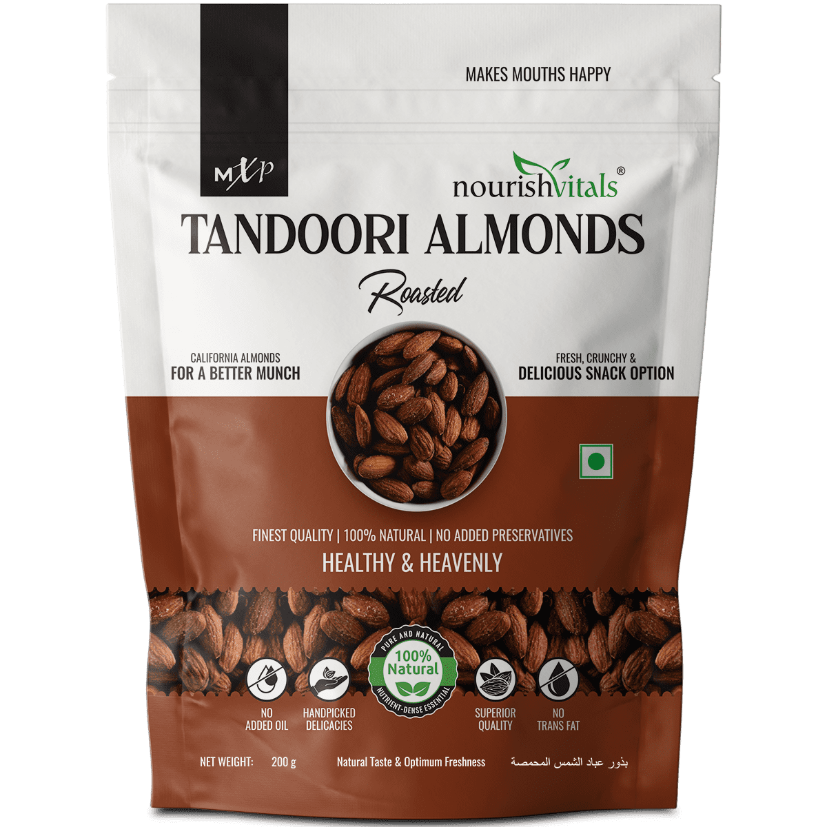 NourishVitals Tandoori Roasted Almonds, 200g MuscleXP