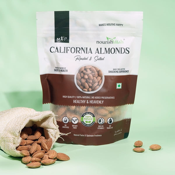 NourishVitals California Roasted and Salted Almonds, 200g