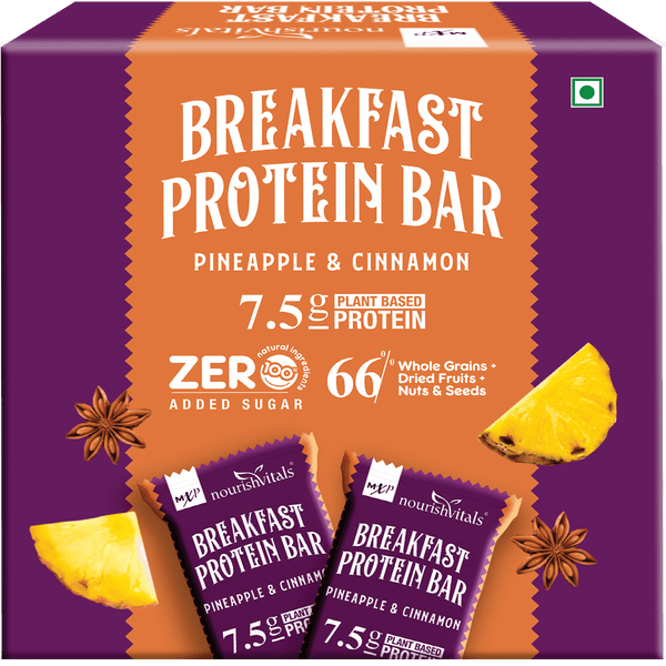 NourishVitals Pineapple & Cinnamon Protein Breakfast Bar, 275g