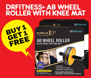 DrFitness+ AB Wheel Roller With Knee Mat, Pack of 2