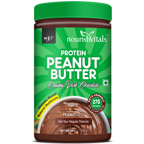 NourishVitals Protein Peanut Butter (Creamy Dark Chocolate), 750 g