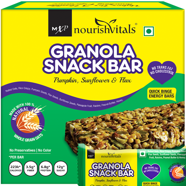 NourishVitals Granola Pumpkin, Sunflower and Flax Mix Snack Bar, 250 g