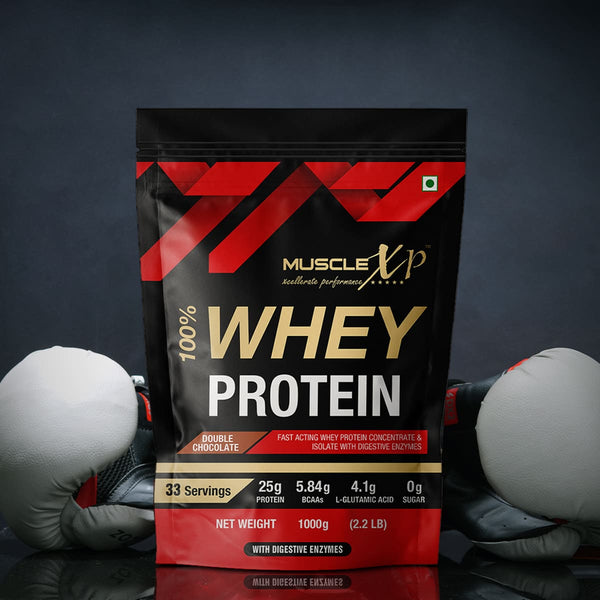 100% Whey Protein With Digestive Enzyme, Double Chocolate – 1Kg (Pouch)