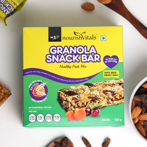 NourishVitals Granola Healthy Fruit Mix Snack Bar, 250 g
