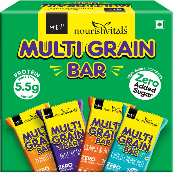 NourishVitals Multi Grain Bar, Peanut Fudge, Nuts N Seeds, Orange & Almond, Choco Chunk Nut), 200g