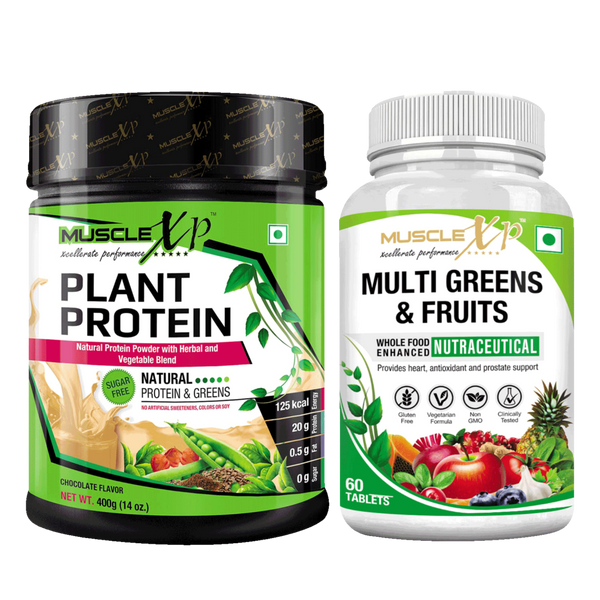 Natural Protein Combo | Plant Protein 400g + Multi Greens 60 Tablets