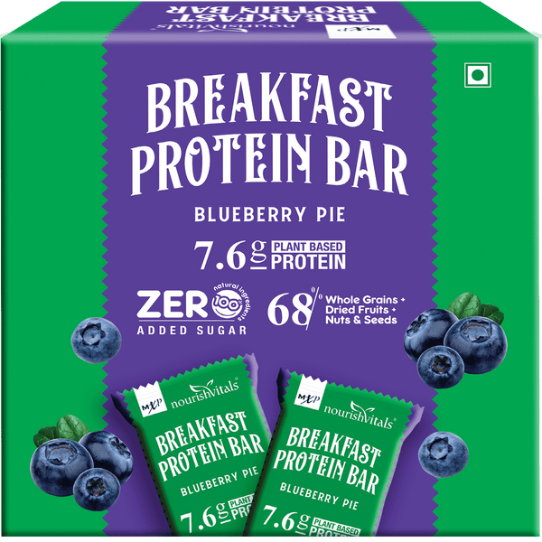 NourishVitals Blueberry Pie Protein Breakfast Bar, 275g