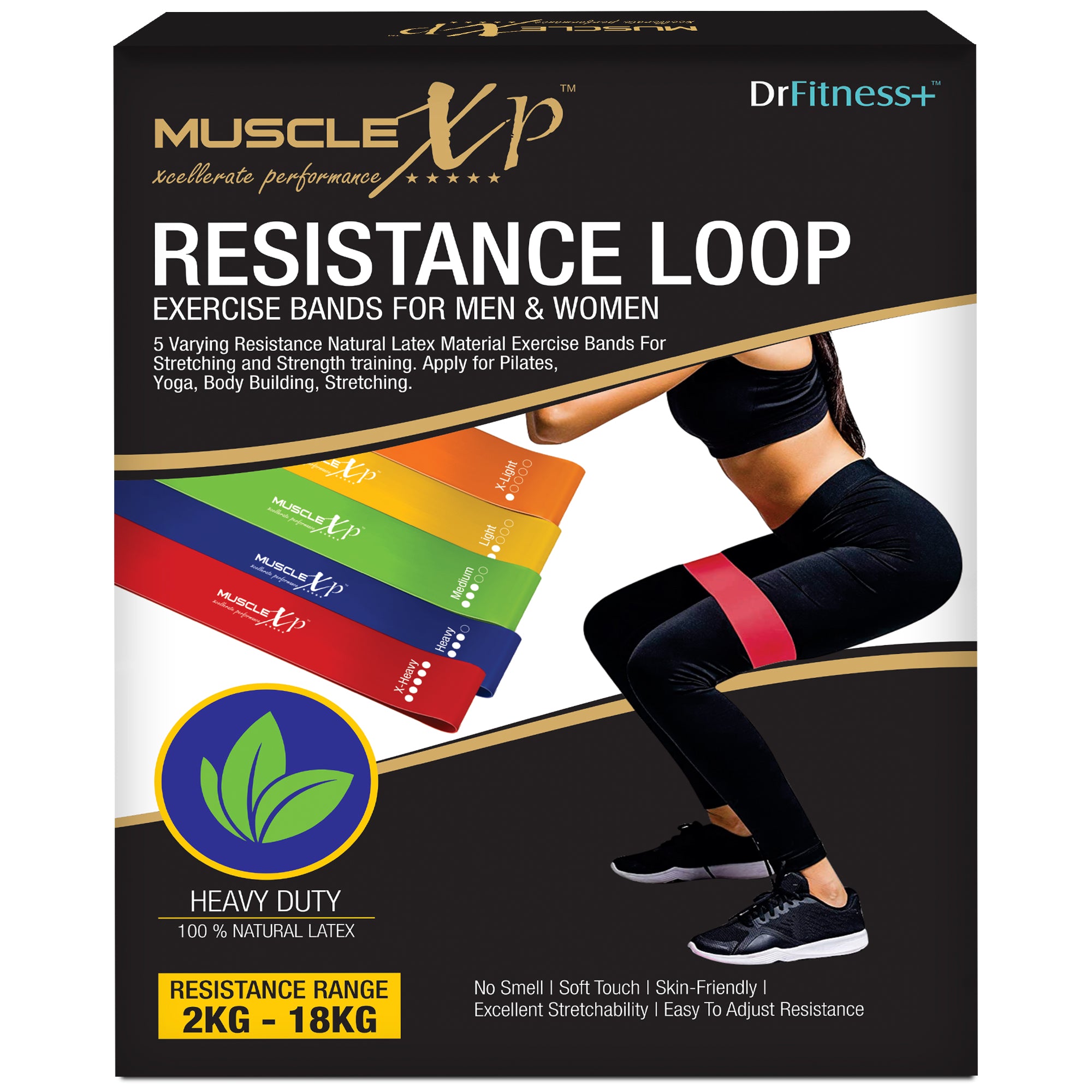 DrFitness Latex Resistance Band Set of 5 MuscleXP