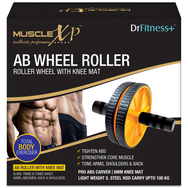 DrFitness+ AB Wheel Roller With Knee Mat