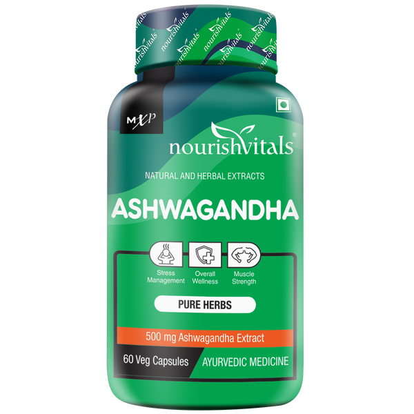 NourishVitals Ashwagandha Pure Herbs, 60 Veg Capsules