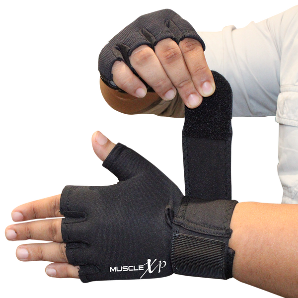 Maestro-Wrap Fitness Workout Gym Gloves, (Black) 1 Pair