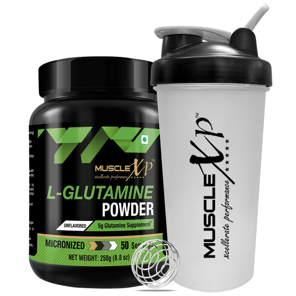 Micronized L-Glutamine Powder - 250Gm, Unflavored + Shaker