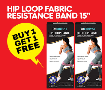 DrFitness+ Hip Loop Fabric Resistance Band, Pink (Medium), Pack of 2