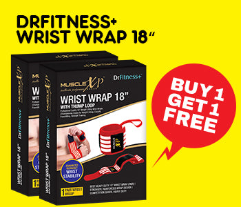 DrFitness+ Wrist Band 18″ With Thumb Loop Support – Red & White, Pack of 2
