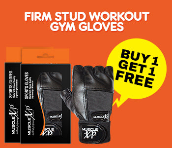 Firm Stud Workout Gym Gloves, (Jet-Black), Pack of 2