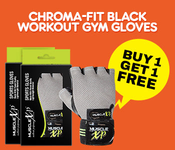 Chroma-Fit Black Workout Gym Gloves, (Black, Green & Grey), Pack of 2