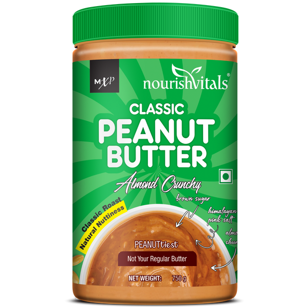 NourishVitals Classic Peanut Butter (Almonds Crunchy),  750 g