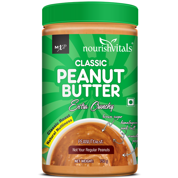 NourishVitals Classic Peanut Butter  (Extra Crunchy) Classic Roast, 750 g