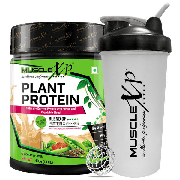 Plant Protein - Natural Protein Powder with Pea Protein, 400g (Sugar Free) + Shaker