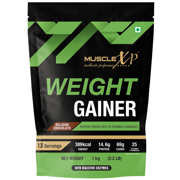 Weight Gainer, Belgium Chocolate, 1kg Pouch (2.2 LB)