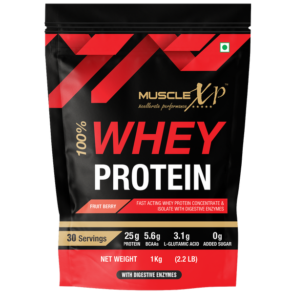 100% Whey Protein, (Fruit Berry), 1Kg Pouch (2.2 LB)