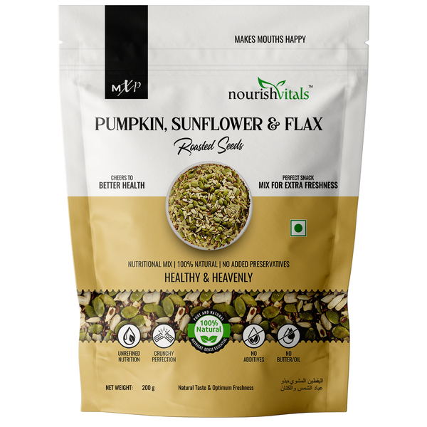 NourishVitals Pumpkin, Sunflower and Flax Roasted Seeds, 200g