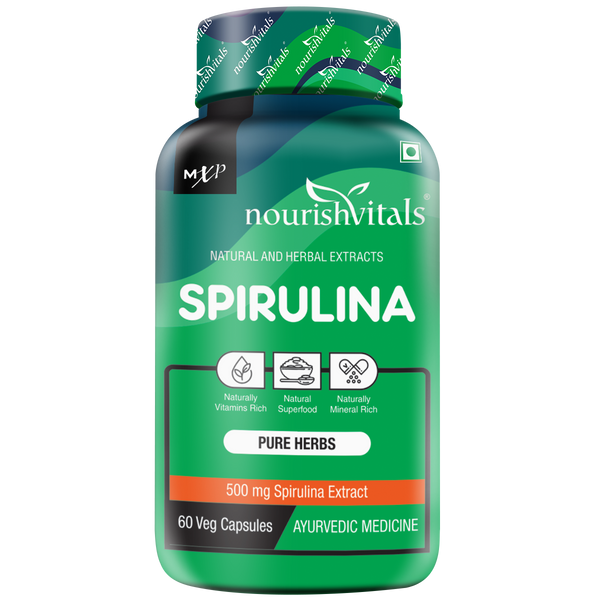 NourishVitals Spirulina Pure Herbs, 60 Veg Capsules