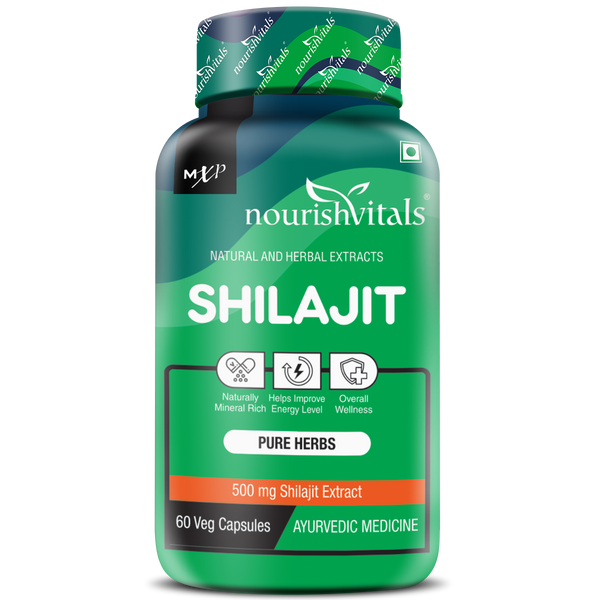 NourishVitals Shilajit Pure Herbs, 60 Veg Capsules