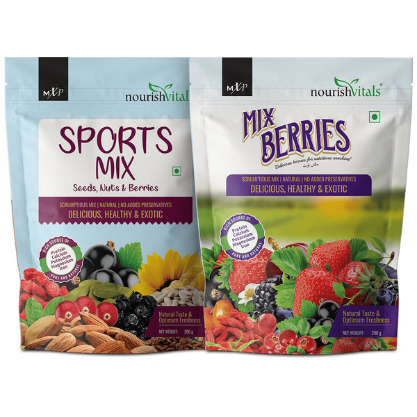 NourishVitals Sports Mix + NourishVitals Mix Berries, 200gm Each