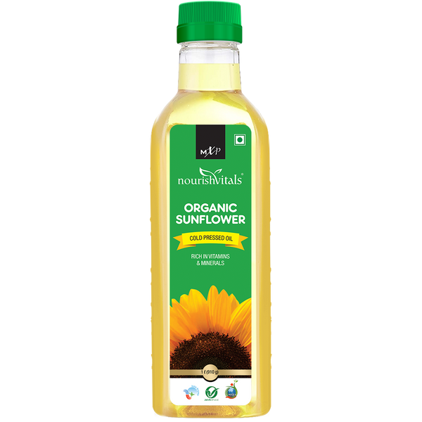 NourishVitals Organic Sunflower, Cold Pressed Oil, 1L